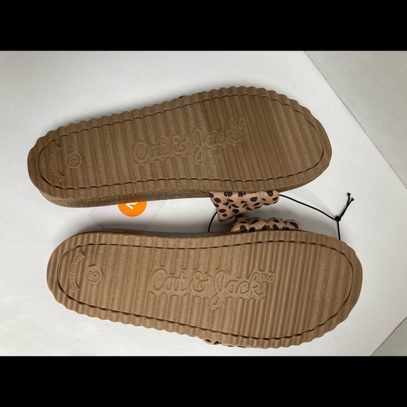 Girls Sandals Leopard Print Selma Tan with Black Spots Slip On Shoes Cat & Jack - Picture 9 of 9